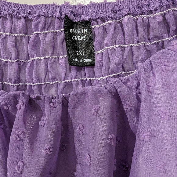 NWOT lavender, sheer balloon sleeves, smocked back, peasant top 2X - Picture 4 of 6